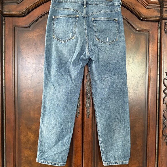 Pilcro and the Letterpress Blue Patchwork Boyfriend Jeans ~ Size 28/6 - Picture 4 of 13